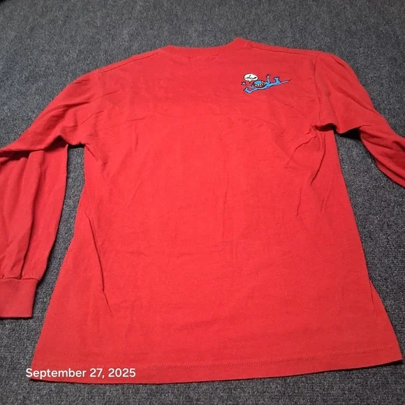 Vintage‎ Volcom Cartoon Monsters Shirt Size Medium Red Long Sleeve Crew Neck - Picture 8 of 10